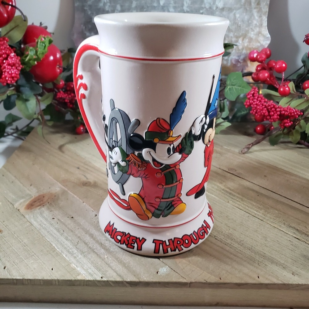 Vintage DISNEY LARGE STEIN FEATURING MICKEY MOUSE THROUGH THE YEARS